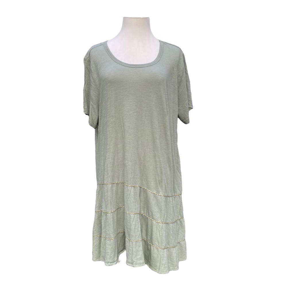 LOGO by Lori Goldstein XL Tunic Short Sleeve Sage Green Swing Top